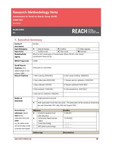 REACH Somalia Methodology Note H2R May 2022