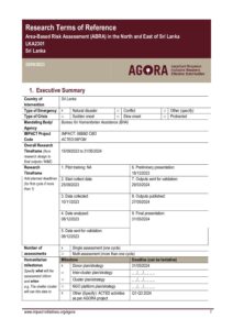AGORA Sri Lanka Terms of Reference Area Based Risk Assessment October 2023