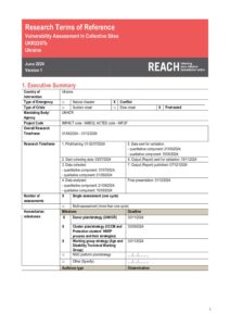 REACH, Ukraine, Vulnerability Assessment in Collective Sites, Terms of Reference, June 2024