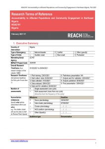 Accountability to Affected Populations and Community Engagement in Northeast Nigeria, ToR, March 2021