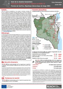Suivi de la situation humanitaire au Sud Kivu – Indicateurs pertinents pour la réponse au COVID-19, janvier 2021
