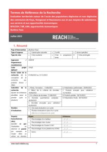 REACH_BFA_TDR Opportunités économiques - Centre Nord - Aout 2023