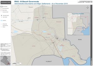 Iraq Reference Map Al Basrah Administrative Boundaries A1 – November 2019