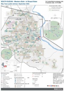 REACH SSD Wau Town public latrines map Oct 2024