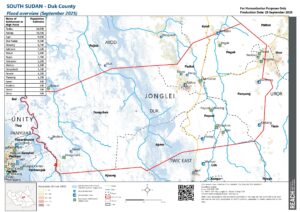 South Sudan - Flood Overview Duk Map - September 2025