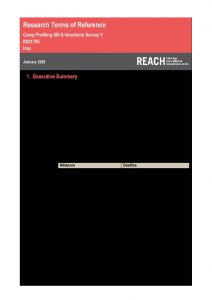 REACH Iraq Camp Profiling and Intentions ToR (January 2020)