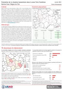 Evaluation de la situation humanitaire dans la zone Trois Frontières, Région de l’Est (Burkina Faso), factsheet – Janvier 2021