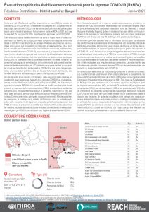 Évaluation rapide des établissements de santé pour la réponse COVID-19 (RaHFA) à Bangui 3, République Centrafricaine – Janvier 2021