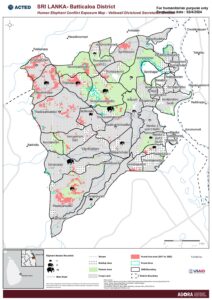 Area Based Risk Assessment Map Sri Lanka Vellawali Human-elephant conflict April 2024