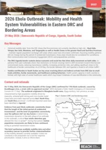 REACH Ebola 2026 Outbreak: Mobility and Health System Vulnerabilities in Eastern DRC and Bordering Areas (29 May 2026)