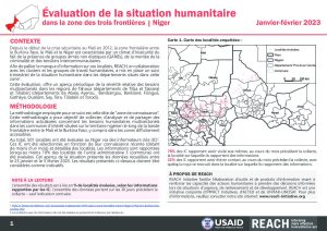 REACH Niger Évaluation de la situation humanitaire dans la zone des trois frontières, janvier-février 2023