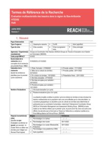 HAITI REACH HSM - Cycle 1 & 2 Artibonite - Termes de Référence  - Octobre 2023