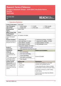 REACH Regional Emergency Assessment: Ethiopia - South Sudan Cross Border Returns