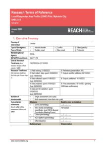 IMPACT Ukraine Terms of Reference- Local Responder Area Profile Pilot, Mykolaiv City, August 2023