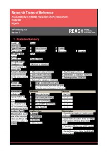 Nigeria Accountability to Affected Population Assessment - Terms of Reference, March 2020