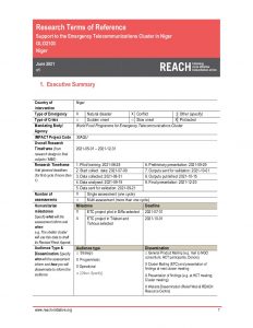 REACH GLO2103 ETC assessment Niger TOR