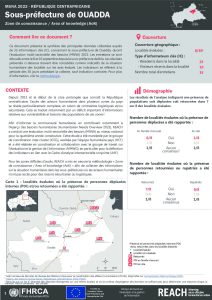 Evaluation multisectorielle des besoins 2022 en République Centrafricaine, fiche d’information zone de connaissance (AoK) pour la sous-préfecture de Ouadda
