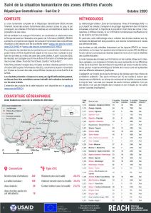 Evaluation multisectorielle dans les zones difficiles d’accès, Sud-Est 2 de la République Centrafricaine – Octobre 2020