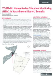 REACH Somalia Zoom-in: Humanitarian Situation Monitoring (HSM) in Xarardheere District, November 2023