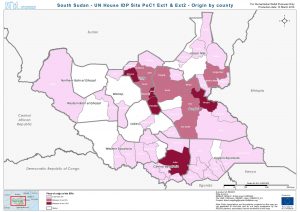 SSD - UN House IDP Site PoC1 Ext1 & Ext2 - Origin by county