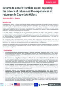 REACH Ukraine, Unsafe Returns in Zaporizka Oblast (September 2026)