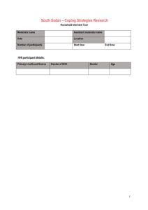 REACH South Sudan - Household Interview (HI) Questionnaire - Coping strategies during periods of food insecurity