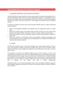 REACH Ukraine 2022 MSNA Methodology Overview and the Calculations of the MSNA Indicators