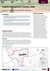 AGORA Afghanistan Irrigation Management Shadian, Profile (26-05-2025 – 13-06-2025)