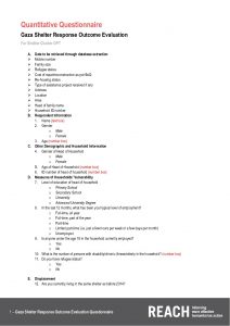 Gaza Shelter Response Quantitative Questionnaire