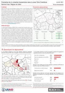 Evaluation de la situation humanitaire dans la zone Trois Frontières, Région du Sahel (Burkina Faso), factsheet – Janvier 2021