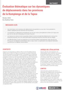 REACH Suivi de la situation humanitaire au Burkina Faso - Évaluation thématique sur les dynamiques de déplacements dans les provinces de la Kompienga et de la Tapoa, janvier/février 2024