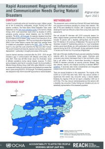 Rapid Assessment on Natural Disaster Communications in Afghanistan Factsheet - April 2021