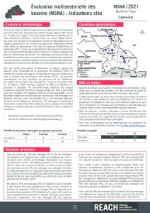 Evaluation multisectorielle des besoins (MSNA) 2021: Indicateurs clés - Région du Centre-Est - Burkina Faso