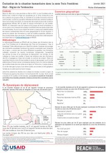 Evaluation de la situation humanitaire dans la zone Trois Frontières, région de Tombouctou (Mali), factsheet – Janvier 2021