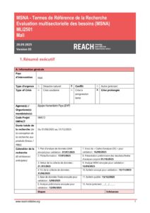 REACH Mali MSNA Termes de Référence