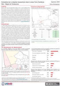 Evaluation de la situation humanitaire dans la zone Trois Frontières, région de Tombouctou (Mali), factsheet – Septembre 2020