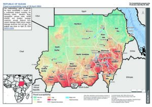 Sudan flood susceptibility map April 2024