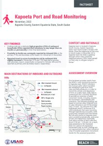 REACH South Sudan Kapoeta Road Monitoring, Factsheet November 2022