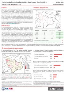 Evaluation de la situation humanitaire dans la zone Trois Frontières, région de l'Est (Burkina Faso), factsheet – Octobre 2020