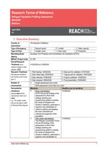 REACH Moldova Refugee Population Profiling Assessment 2024 Terms of Reference