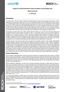 Findings of the WASH Assessments of Syrian Households in Za’atari Refugee Camp - Mafraq Governorate
