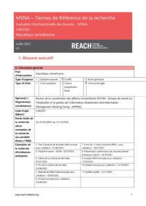REACH RCA MSNA 2025 Termes de Référence de la recherche