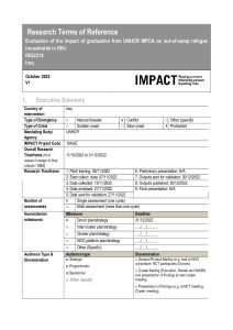 Iraq Evaluation of graduation from UNHCR MPCA_Terms of Reference October 2022