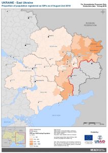 UKR Map East Ukraine Proportion Of Registered IDPs 02 AUG 2018 A4
