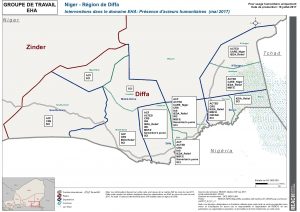 NIGER - Region de Diffa: Interventions en EHA par acteur et commune, mai 2017