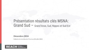 REACH Haiti Evaluation Multisectorielle des Besoins (MSNA) 2024 Résultats Grand-Sud Juillet 2024