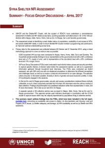 SYR_UNHCR_Shelter NFIs FGD Summary_March 2017