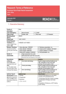 Syria Terms of Reference Northwest Syria Rapid Needs Assessment September 2021