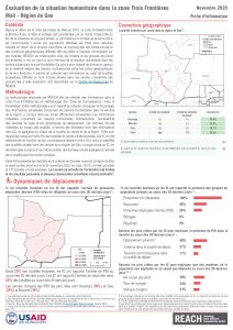 Evaluation de la situation humanitaire dans la zone Trois Frontières, région de Gao (Mali), factsheet – Novembre 2020