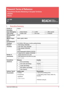 REACH Ukraine – 2026 Humanitarian Situation Monitoring in Occupied Territories – Terms of Reference (July 2026)